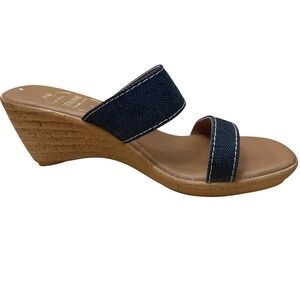 Italian‎ Shoemakers Wedge Sandals Denim Look Cork Wedge Womens Size 9.5